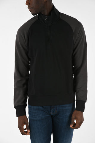 ARMANI JEANS Two-Tone Half Zip Mock-Neck Sweatshirt