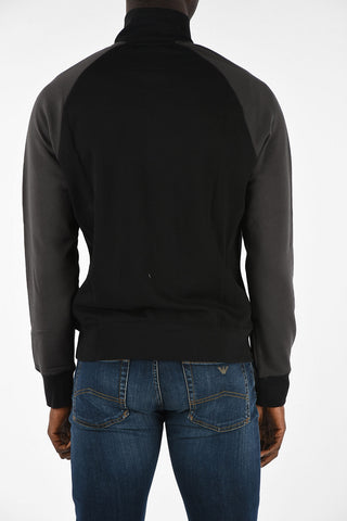 ARMANI JEANS Two-Tone Half Zip Mock-Neck Sweatshirt