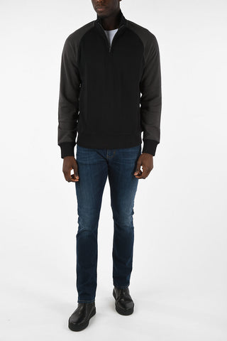 ARMANI JEANS Two-Tone Half Zip Mock-Neck Sweatshirt