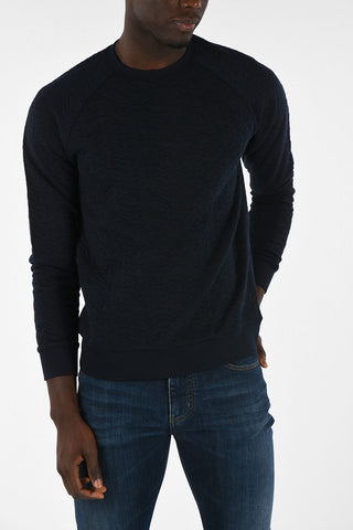 ARMANI JEANS All Over Logo Crew-neck Sweatshirt