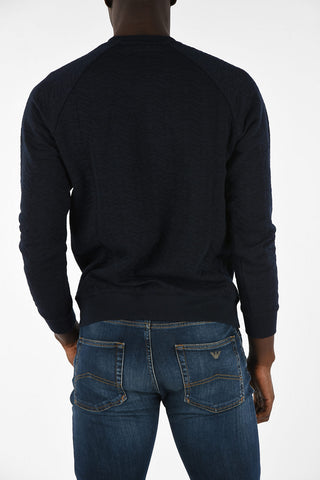 ARMANI JEANS All Over Logo Crew-neck Sweatshirt
