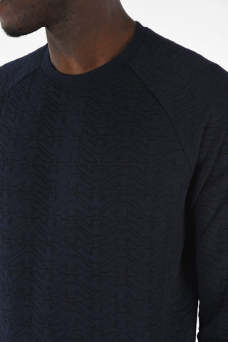ARMANI JEANS All Over Logo Crew-neck Sweatshirt