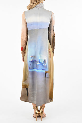Silk and Wool Printed Turtle Neck Dress