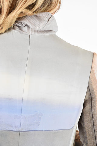 Silk and Wool Printed Turtle Neck Dress