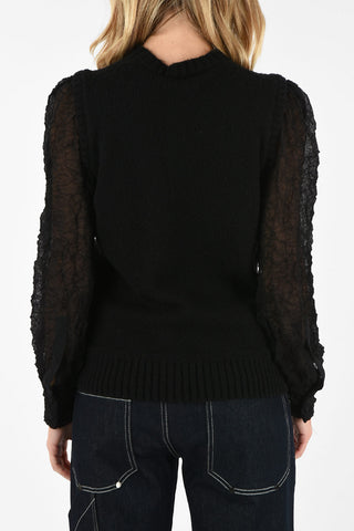 Crewneck Sweater with crêpe Sleeves