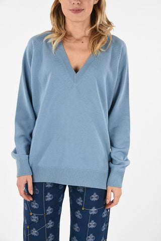 v-neck Oversized sweater with Zip Detail