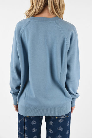 v-neck Oversized sweater with Zip Detail