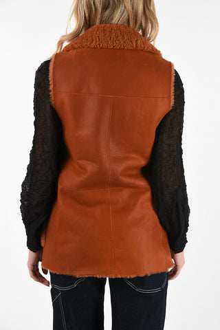 1-Button Sleeveless Shearling Jacket