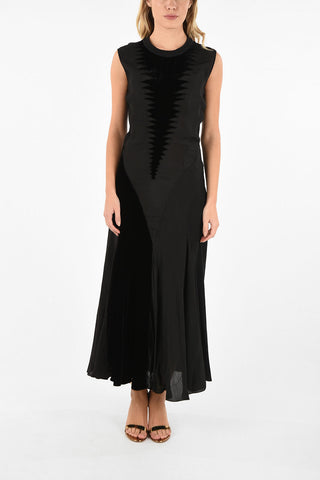 Sleeveless Dress With Velvet Inserts