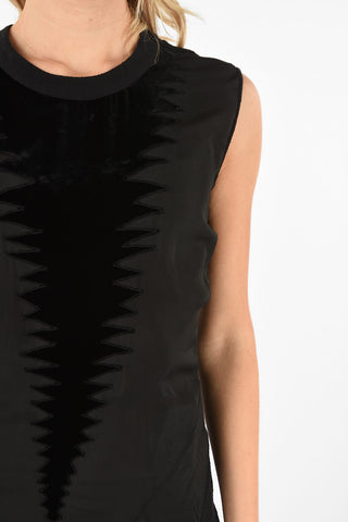 Sleeveless Dress With Velvet Inserts
