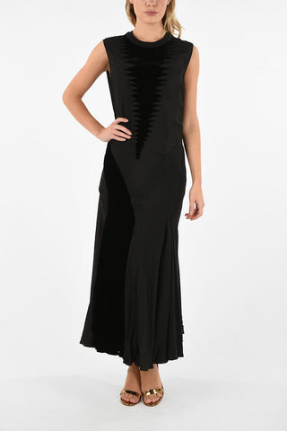 Sleeveless Dress With Velvet Inserts