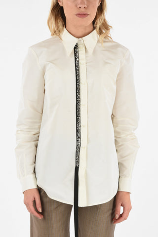 Classic Collar Shirt with Jewel Trimming