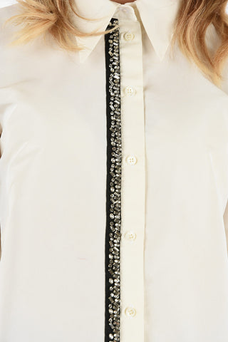 Classic Collar Shirt with Jewel Trimming