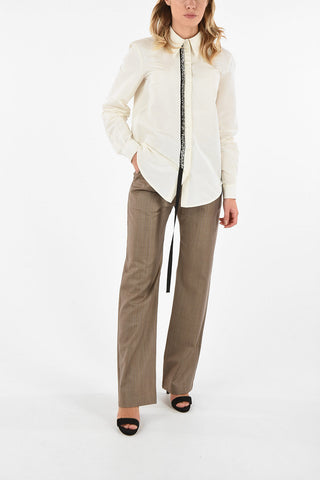 Classic Collar Shirt with Jewel Trimming
