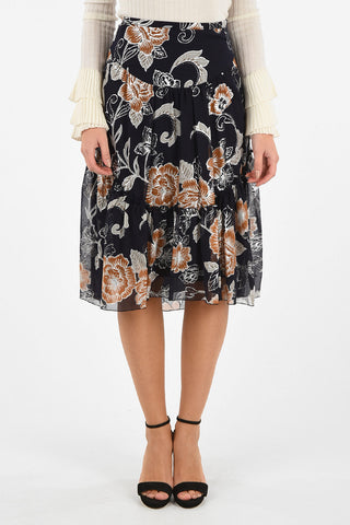 SEEBY Flared Skirt With Floral-Print 
