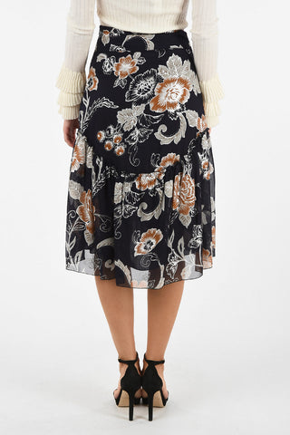 SEEBY Flared Skirt With Floral-Print 
