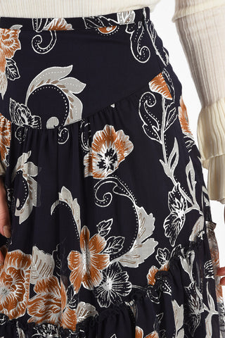 SEEBY Flared Skirt With Floral-Print 