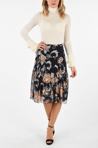 SEEBY Flared Skirt With Floral-Print 