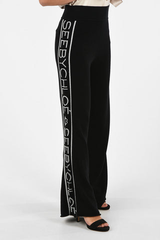 SEEBY Wide Leg Joggers with Logoed Trimmings 