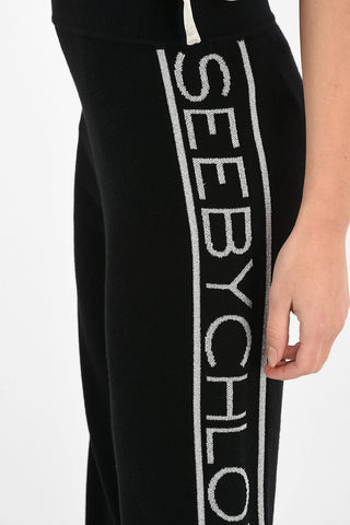SEEBY Wide Leg Joggers with Logoed Trimmings 