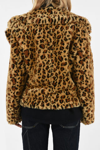 Animal Printed Faux Fur Jacket