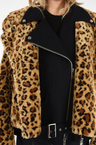 Animal Printed Faux Fur Jacket
