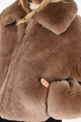 Cropped Shearling Jacket TEDDY with Pockets