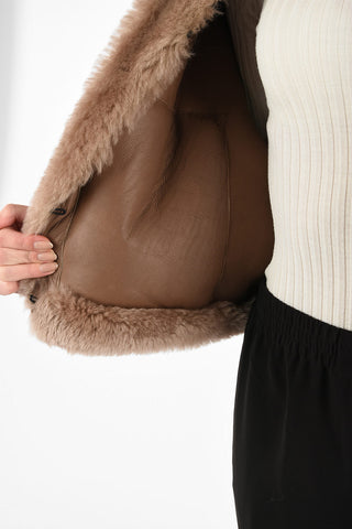 Cropped Shearling Jacket TEDDY with Pockets