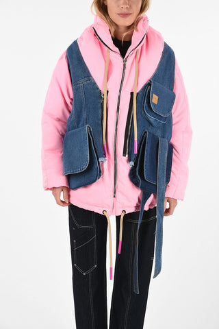 Down Jacket with Removable Denim Vest