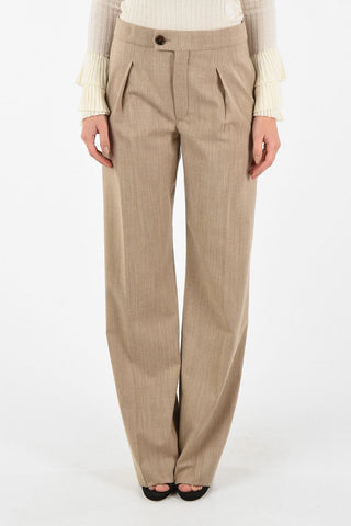 Mid-rise single pleat Palazzo Pants
