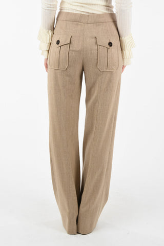 Mid-rise single pleat Palazzo Pants
