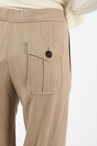 Mid-rise single pleat Palazzo Pants