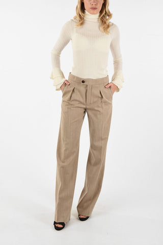 Mid-rise single pleat Palazzo Pants