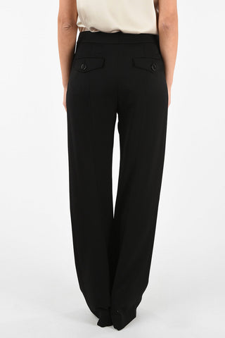 Mid-rise single pleat Palazzo Pants