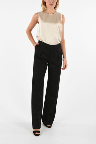 Mid-rise single pleat Palazzo Pants