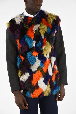 Virgin Wool Crew Neck Sweater with Alpaca Fur Application