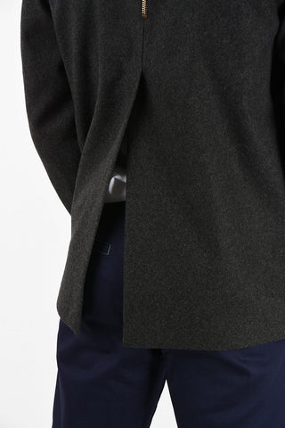 Virgin Wool Crew Neck Sweater with Alpaca Fur Application