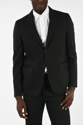 Virgin Wool Pencil Striped Blazer with Notch Lapel