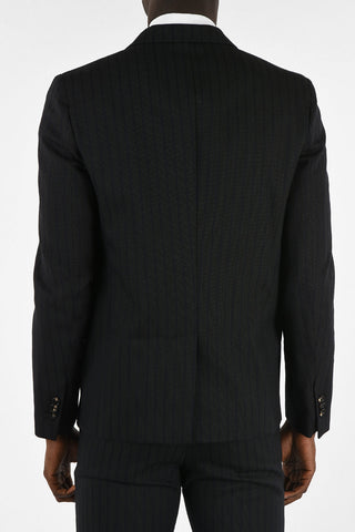 Virgin Wool Pencil Striped Blazer with Notch Lapel