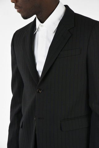 Virgin Wool Pencil Striped Blazer with Notch Lapel