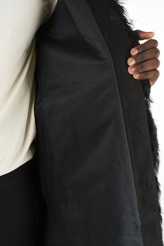 Shearling Single Breasted Coat with Hidden Closure