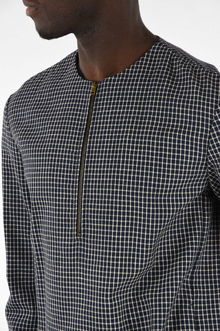 Printed Zipped Crew-Neck Sweater L/S