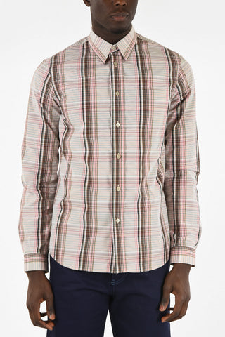 Tartan Printed Cotton Shirt with Spread Collar