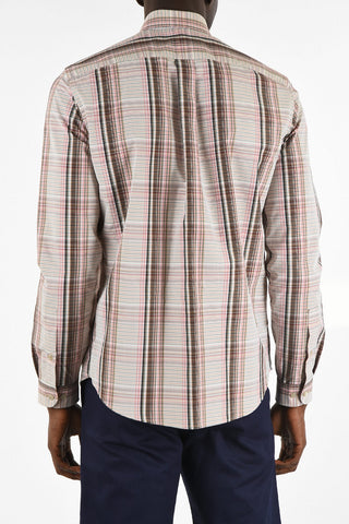 Tartan Printed Cotton Shirt with Spread Collar