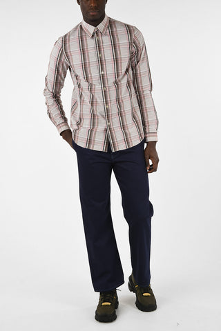 Tartan Printed Cotton Shirt with Spread Collar