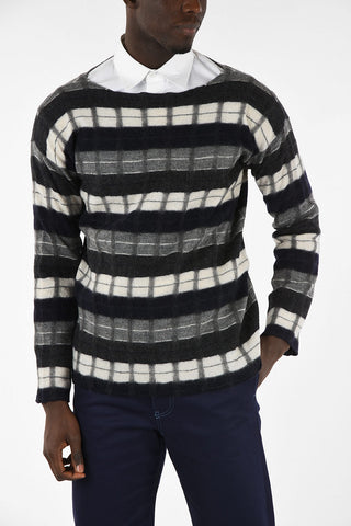 Wool Cecked Crew Neck Sweater