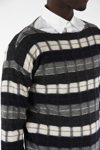 Wool Cecked Crew Neck Sweater