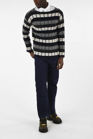 Wool Cecked Crew Neck Sweater