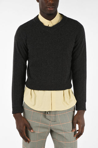 Maglia Collo a V Crop in Lana e Cashmere