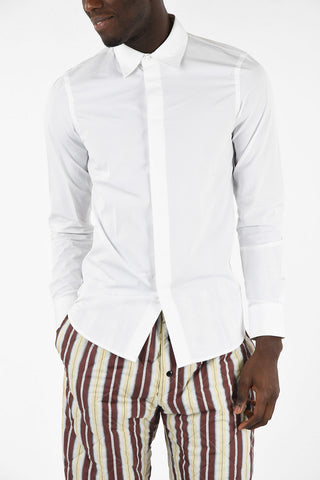 Cotton Slim Fit Spread Collar Shirt